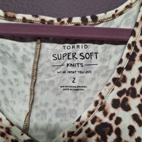 Torrid Super Soft Knits leopard print long tank 2x plus size - Picture 3 of 5